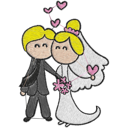 Matriz de Bordado Casamento Cartoon 02
