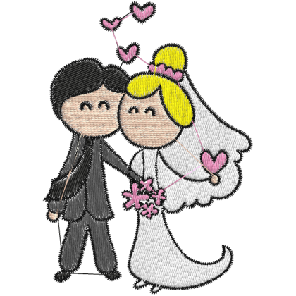 Matriz de Bordado Casamento Cartoon 04