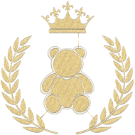 Matriz de Bordado Urso Com Ramos e Coroa